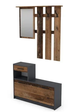 byLIVING Garderoben-Set TAMINA, Breite 97 cm, Old Wood (Altholz-Optik)/anthrazit