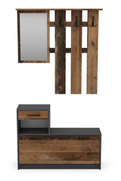 byLIVING Garderoben-Set TAMINA, Breite 97 cm, Old Wood (Altholz-Optik)/anthrazit