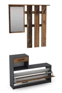 byLIVING Garderoben-Set TAMINA, Breite 97 cm, Old Wood (Altholz-Optik)/anthrazit