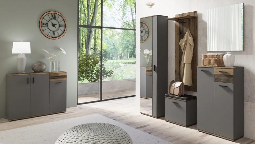 byLIVING Kommode JAKOB, Breite 110 cm, Old Wood (Altholz-Optik)/anthrazit