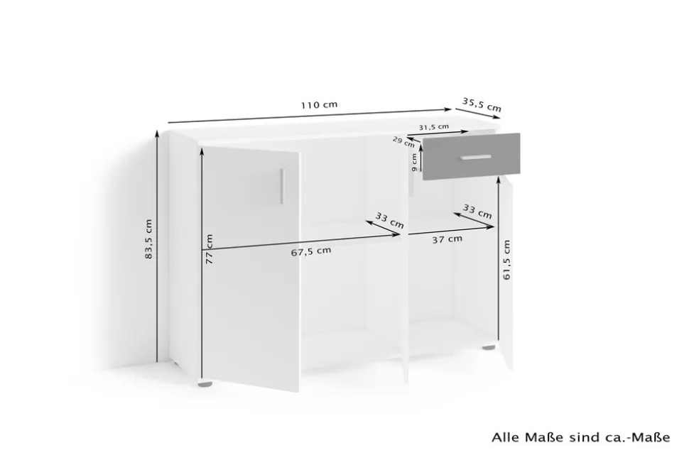 byLIVING Kommode JAKOB, Breite 110 cm, Old Wood (Altholz-Optik)/anthrazit