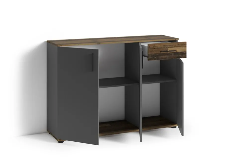 byLIVING Kommode JAKOB, Breite 110 cm, Old Wood (Altholz-Optik)/anthrazit