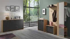 byLIVING Schuhschrank BEN, Breite 63 cm, Artisan Eiche (Eiche-Optik)/anthrazit