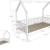 CABANE Hausbett 90x200 cm und seitlicher Umrandung, Kiefer massiv natur