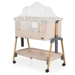 Cangaroo Babybett, Beistellbett Adoro, verstellbar, Matratze, Moskitonetz, Räder beige