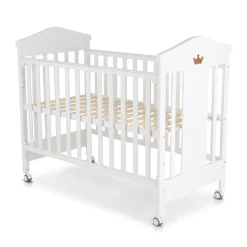 Cangaroo Babybett Wing 120 x 60 cm Gitterbett Buchenholz Räder 3 Höhenpositionen weiß