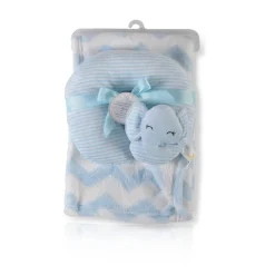 Cangaroo Babydecke Sammy Größe 90 x 75 cm kuschelige Babydecke Nackenkissen blau