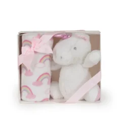 Cangaroo Babydecke 90 x 75 cm mit Plüschtier kuschelige Babydecke Krabbeldecke pink