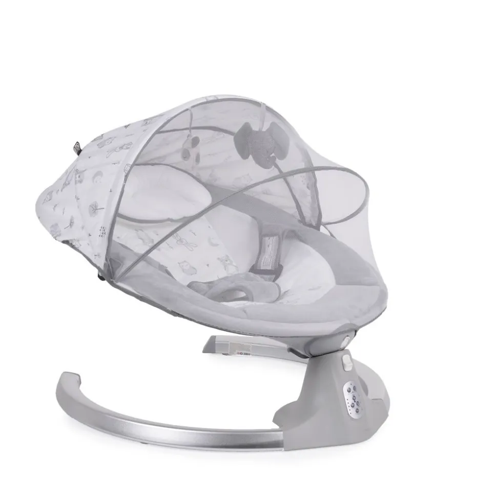 Cangaroo Babywippe Ari Musikfunktion Timer Fernbedienung Moskitonetz Bluetooth grau