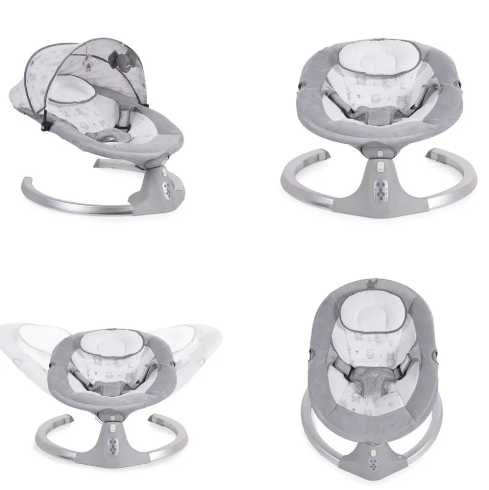 Cangaroo Babywippe Ari Musikfunktion Timer Fernbedienung Moskitonetz Bluetooth grau