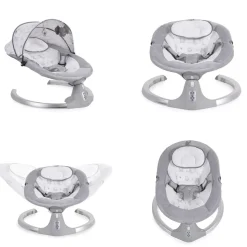 Cangaroo Babywippe Ari Musikfunktion Timer Fernbedienung Moskitonetz Bluetooth grau