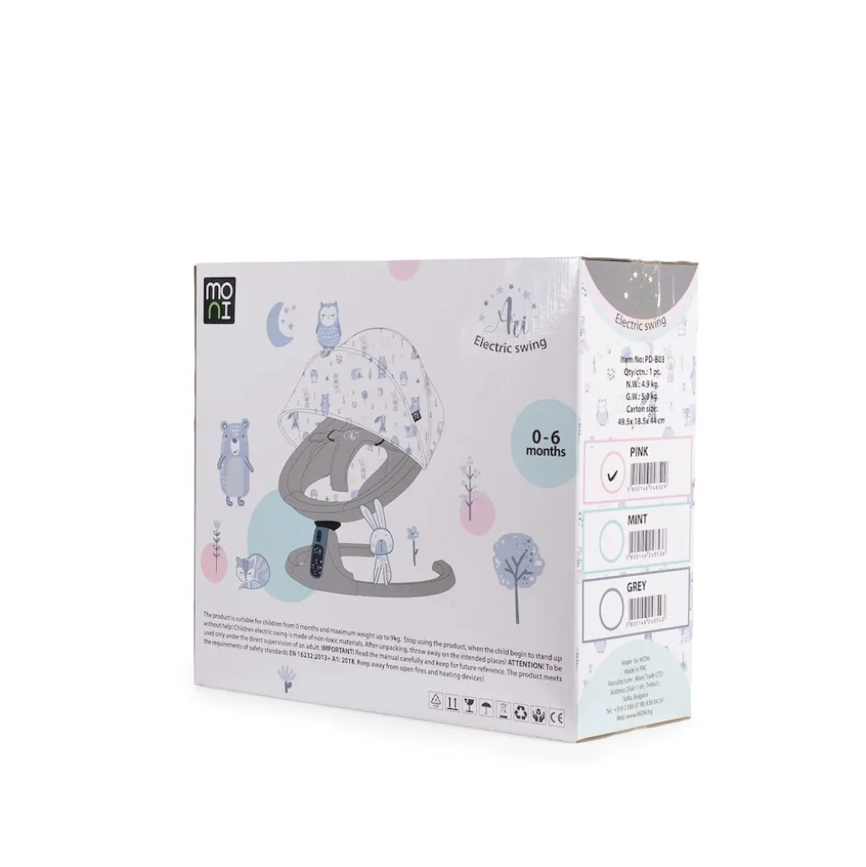 Cangaroo Babywippe Ari Musikfunktion Timer Fernbedienung Moskitonetz Bluetooth grau