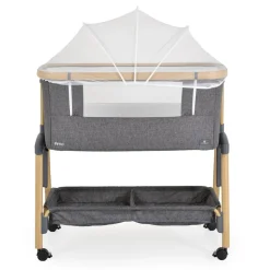 Cangaroo Beistellbett Amo höhenverstellbar, Moskitonetz, Rollen, Bremse Matratze dunkelgrau