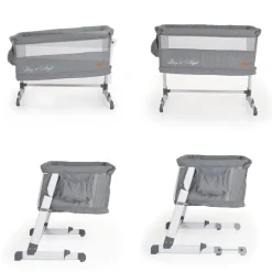 Cangaroo Beistellbett 2 in 1 Day´n Night verstellbar Matratze Laufstall Babybett grau
