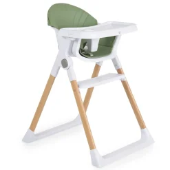 Cangaroo Kinderhochstuhl Almond Holzoptik klappbar Doppeltablett Sicherheitsgurt grün