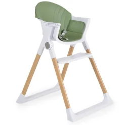 Cangaroo Kinderhochstuhl Almond Holzoptik klappbar Doppeltablett Sicherheitsgurt grün