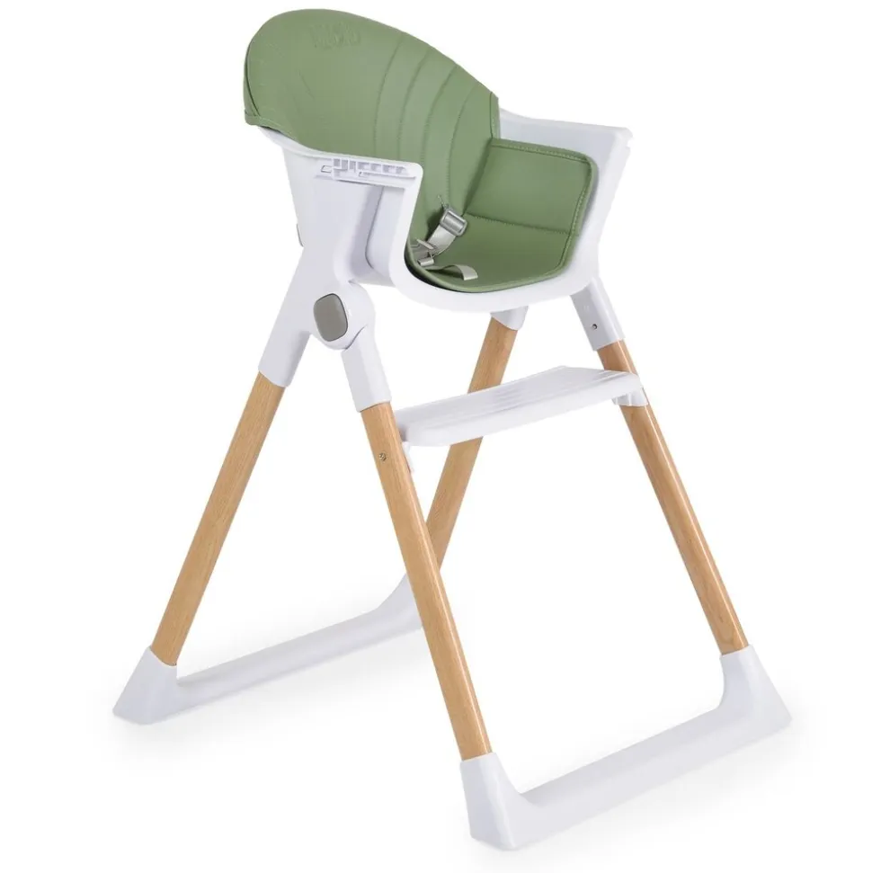 Cangaroo Kinderhochstuhl Almond Holzoptik klappbar Doppeltablett Sicherheitsgurt grün
