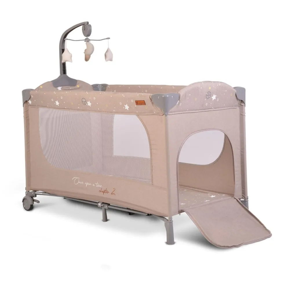 Cangaroo Reisebett Once upon a time, 2 Ebenen, Seiteneingang, Matratze, Mobile beige