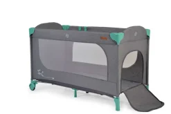 Cangaroo Reisebett Skyglow 2 Ebenen Räder Matratze Seiteneingang Tasche Bremsen grün