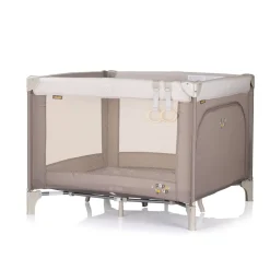 Chioplino Laufstall Pop-up Reisebett faltbar, Matratze Tragetasche Seiteneingang braun