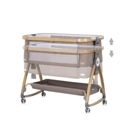 Chipolino Beistellbett Charisma Matratze höhenverstellbar Räder Ablagefach Gurt braun