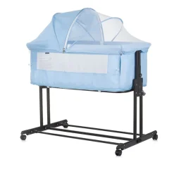 Chipolino Beistellbett 2 in 1 Zen Laufstall Moskitonetz Matratze Räder Bremse blau
