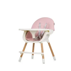 Chipolino Kinderhochstuhl Rio 2 in 1, Kinderstuhl rutschfeste Beine 5-Punkt-Gurt rosa