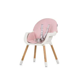 Chipolino Kinderhochstuhl Rio 2 in 1, Kinderstuhl rutschfeste Beine 5-Punkt-Gurt rosa
