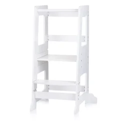 Chipolino Kinder Lernturm Stehhilfe Holz Tritthocker Trittstufe höhenverstellbar weiß