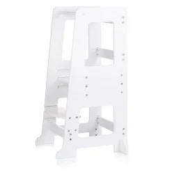 Chipolino Kinder Lernturm Stehhilfe Holz Tritthocker Trittstufe höhenverstellbar weiß
