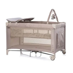 Chipolino Reisebett Luna 2 Ebenen Wickelauflage klappbar Spielbogen Faltmatratze beige braun