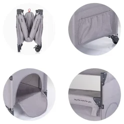 Chipolino Reisebett Relax Leinen 2 Ebenen Tasche, Reißverschluss, Räder, faltbar beige braun