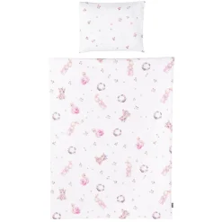 Chipolino 5-teiliges Bettwäsche Set, Decke 95 x 125 cm Kissen 35 x 45 cm rosa weiß