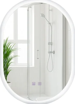 CLP Badspiegel Karishma mit Beleuchtung 70x50 cm, Anti-Beschlag Badezimmerspiegel, Wandspiegel dimmbar, 3 Licht-Modi, mit und ohne Bluetooth
