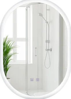 CLP Badspiegel Karishma mit Beleuchtung 70x50 cm, Anti-Beschlag Badezimmerspiegel, Wandspiegel dimmbar, 3 Licht-Modi, mit und ohne Bluetooth