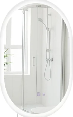 CLP Badspiegel Karishma mit Beleuchtung 70x50 cm, Anti-Beschlag Badezimmerspiegel, Wandspiegel dimmbar, 3 Licht-Modi, mit und ohne Bluetooth