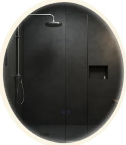 CLP Badspiegel Laconia mit Beleuchtung, Bluetooth-Lautsprecher, Anti-Beschlag Badezimmerspiegel, runder Wandspiegel LED dimmbar, 3 Licht-Modi