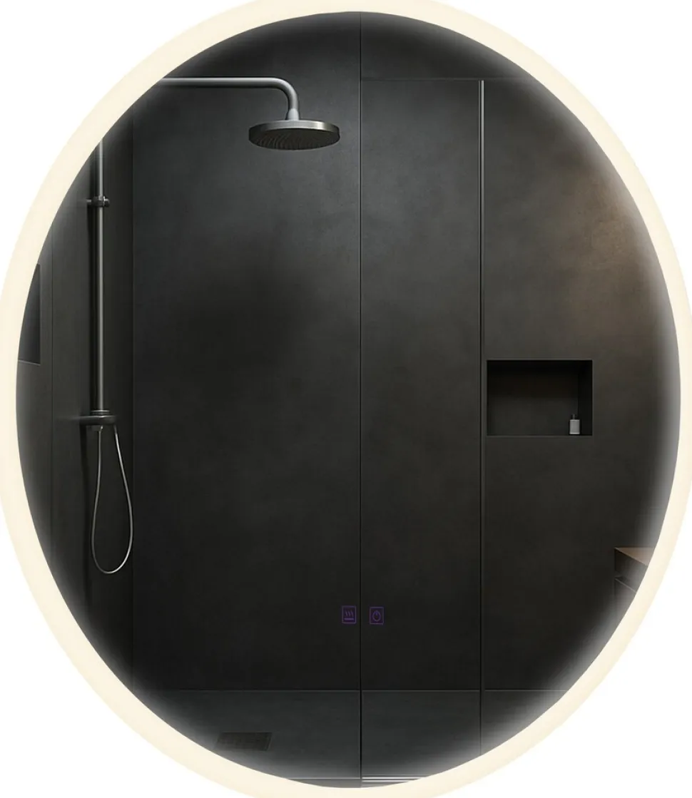 CLP Badspiegel Laconia mit Beleuchtung, Bluetooth-Lautsprecher, Anti-Beschlag Badezimmerspiegel, runder Wandspiegel LED dimmbar, 3 Licht-Modi