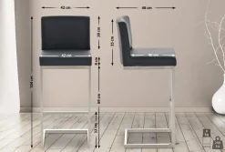 CLP Barhocker mit Lehne Paros, Freischwinger Barstuhl mit Kunstlederbezug, Gestell aus Edelstahl, Tresenstuhl bis 240 kg belastbar