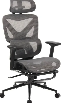 CLP Bürostuhl Reston I Ergonomischer Schreibtischstuhl mit Fußstütze, 3D-Kopfstütze, Drehfunktion & verstellbarer Rückenlehne I Atmungsaktiv