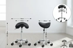 CLP 2er Set Arbeitshocker Reno Kunstleder I Sitzhocker Mit Metallgestell Und Leichtlaufrollen I Höhenverstellbar Und Drehbar