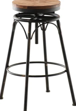 CLP 2er-Set Barhocker Beam Mit Holzsitz Und Metallgestell I Sitzhocker mit runder Sitzfläche I Höhenverstellbar Drehbar