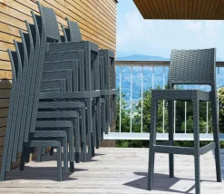 CLP 2er Set Barhocker Jamaica Mit Fußstütze I Outdoor-Tresenhocker In Rattan-Optik I Stapelbare Barstühle