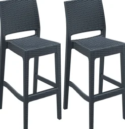 CLP 2er Set Barhocker Jamaica Mit Fußstütze I Outdoor-Tresenhocker In Rattan-Optik I Stapelbare Barstühle