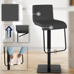 CLP 2er Set Barhocker mit Lehne Limon, Barstühle mit Kunstlederbezügen höhenverstellbar drehbar, Tresenstühle bis 240 kg belastbar