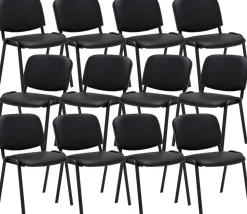 CLP 12er Set Besucherstuhl Ken Kunstleder I Stapelstuhl Mit Robustem Metallgestell I Polsterstuhl Mit Rückenlehne