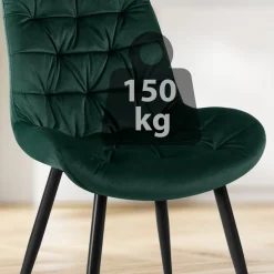 CLP 2er Set Esszimmerstuhl Rossford Samt I Stuhl mit Lehne I Sessel mit Bodenschonern I Bis 150 kg belastbar