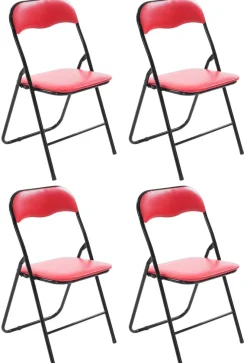 CLP 4er Set Klappstuhl Felix Gepolstert I Küchenstuhl Mit Metallgestell I Kunstleder PVC Sitz Gepolstert I Stühle Klappbar I Campingstühle