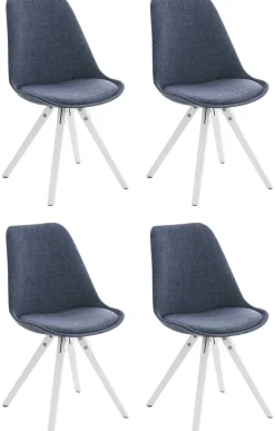 CLP 4er Set Stühle Pegleg Stoff Square I Eckige Holzbeine Aus Buchenholz I Gepolsterter Schalensitz