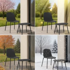 CLP 2er Sitzgruppe Veldin I Garten-Set 2x Stuhl stapelbar und 1x Tisch I Outdoor-Set wetterfest und UV-beständig I Gartenmöbel